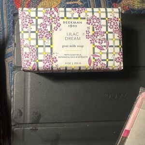 Beekman 1802 Lilac Dream Goat Milk Soap with Purple Floral Design